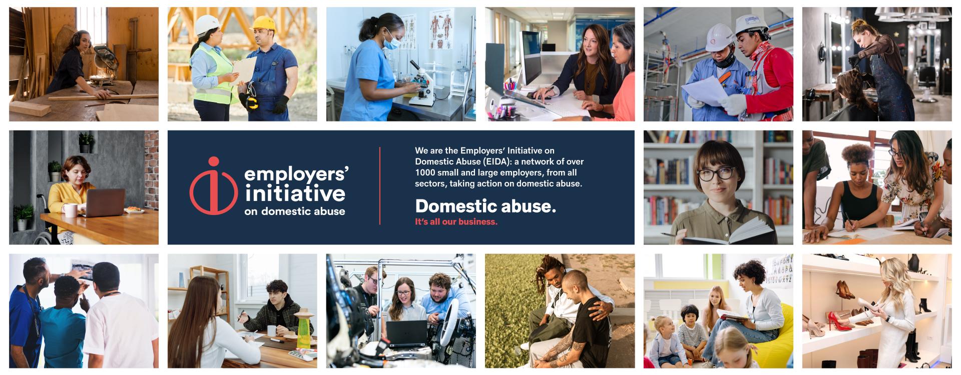 EIDA banner with lots of different employer members at work
