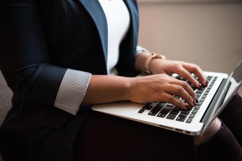 woman using laptop