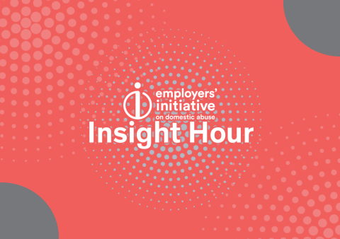 a graphic with a red background that reads 'Insight Hour: 1-hour webinars providing practical guidance for taking effective action on domestic abuse'