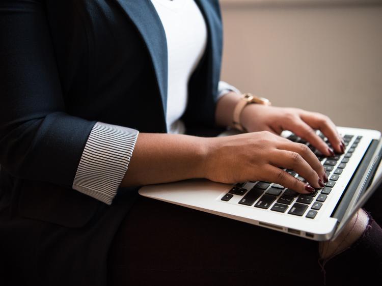 woman using laptop