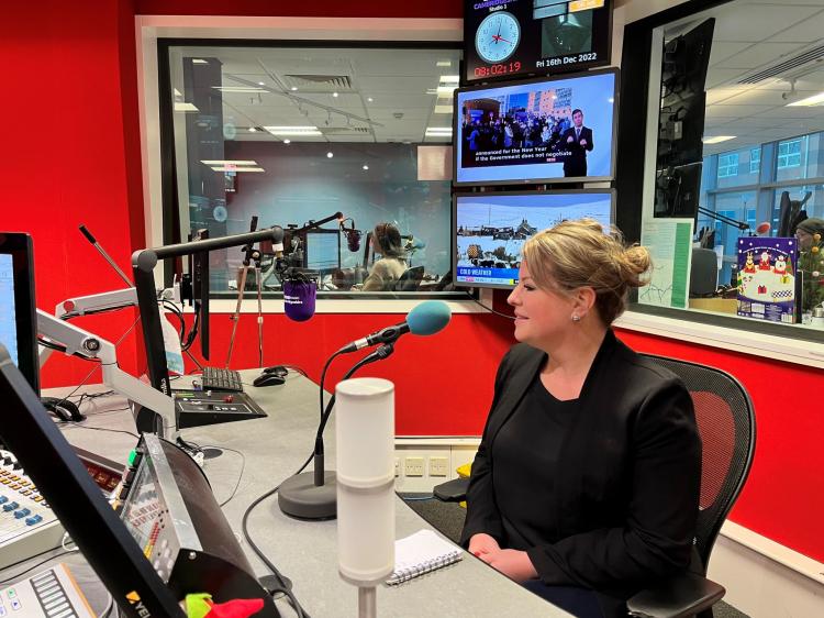 Sharon Livermore in the BBC Radio Cambridgeshire studios 