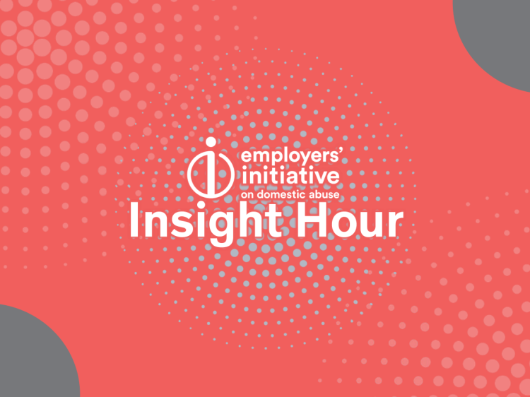 a graphic with a red background that reads 'Insight Hour: 1-hour webinars providing practical guidance for taking effective action on domestic abuse'